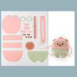Maxbell 3xDIY Leather Crossbody Bag Kit Easy for Kids Leather Sewing Kits Pink