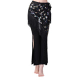 Maxbell 3xChiffon Belly Dance Waist Chain Hip Scarf Women Tassels Sequins Belt Costume Black Colorful