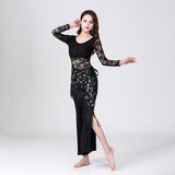 Maxbell 2xChiffon Belly Dance Waist Chain Hip Scarf Women Tassels Sequins Belt Costume Black Colorful