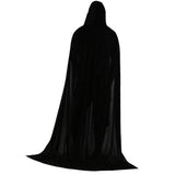 Maxbell 2xVelvet Hooded Cloak Long Robe Witch Capes Halloween Costume 170cm Black