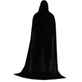 Maxbell 2xVelvet Hooded Cloak Long Robe Witch Capes Halloween Costume 170cm Black