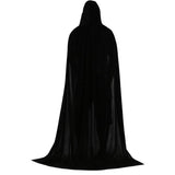 Maxbell 2xVelvet Hooded Cloak Long Robe Witch Capes Halloween Costume 170cm Black