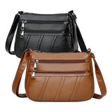 Maxbell 2xLadies Cross Body Bag PU Leather Messenger Bag Shoulder Handbag Long Strap Black