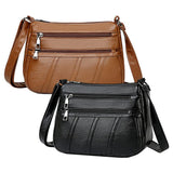 Maxbell 3xLadies Cross Body Bag PU Leather Messenger Bag Shoulder Handbag Long Strap Black