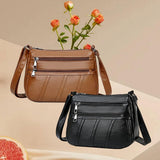 Maxbell 3xLadies Cross Body Bag PU Leather Messenger Bag Shoulder Handbag Long Strap Black