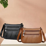 Maxbell 3xLadies Cross Body Bag PU Leather Messenger Bag Shoulder Handbag Long Strap Black