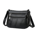 Maxbell 3xLadies Cross Body Bag PU Leather Messenger Bag Shoulder Handbag Long Strap Black