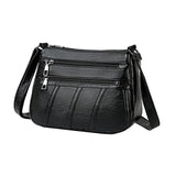 Maxbell 2xLadies Cross Body Bag PU Leather Messenger Bag Shoulder Handbag Long Strap Black