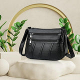 Maxbell 3xLadies Cross Body Bag PU Leather Messenger Bag Shoulder Handbag Long Strap Black