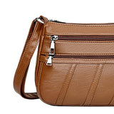 Maxbell 3xLadies Cross Body Bag PU Leather Messenger Bag Shoulder Handbag Long Strap Brown