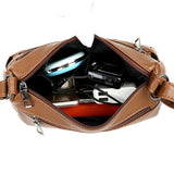 Maxbell 3xLadies Cross Body Bag PU Leather Messenger Bag Shoulder Handbag Long Strap Brown
