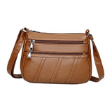 Maxbell 3xLadies Cross Body Bag PU Leather Messenger Bag Shoulder Handbag Long Strap Brown