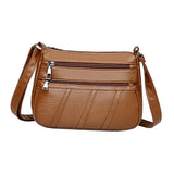 Maxbell 3xLadies Cross Body Bag PU Leather Messenger Bag Shoulder Handbag Long Strap Brown