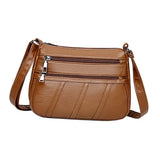 Maxbell 3xLadies Cross Body Bag PU Leather Messenger Bag Shoulder Handbag Long Strap Brown