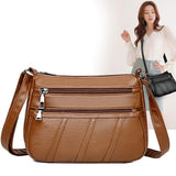 Maxbell 2xLadies Cross Body Bag PU Leather Messenger Bag Shoulder Handbag Long Strap Brown