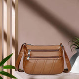 Maxbell 2xLadies Cross Body Bag PU Leather Messenger Bag Shoulder Handbag Long Strap Brown