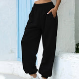 Maxbell Maxbell Women Loose Fit Trousers Sweatpants Joggers Bottoms  Thick black S