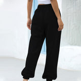 Maxbell Maxbell Women Loose Fit Trousers Sweatpants Joggers Bottoms  Thick black S