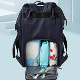 Maxbell Folded Mommy Baby Diaper Bag Travel Sleep Portable Backpack Changing Station Dark Blue Bear