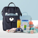 Maxbell Folded Mommy Baby Diaper Bag Travel Sleep Portable Backpack Changing Station Dark Blue Bear