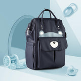 Maxbell Folded Mommy Baby Diaper Bag Travel Sleep Portable Backpack Changing Station Dark Blue Bear