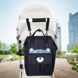 Maxbell Folded Mommy Baby Diaper Bag Travel Sleep Portable Backpack Changing Station Dark Blue Bear