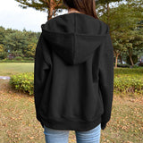 Maxbell 6xWomen's Solid color Cotton Blend Zipper Hoodie Jacket loose Top Black M