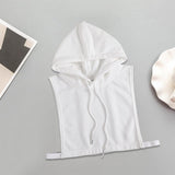 Maxbell 2xWomen False Collar Clothes Cotton Fake Collar with Hat for Winter Autumn White