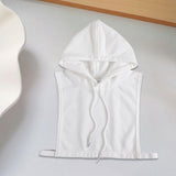 Maxbell 2xWomen False Collar Clothes Cotton Fake Collar with Hat for Winter Autumn White