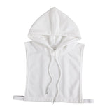 Maxbell 2xWomen False Collar Clothes Cotton Fake Collar with Hat for Winter Autumn White