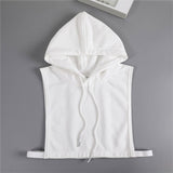 Maxbell 3xWomen False Collar Clothes Cotton Fake Collar with Hat for Winter Autumn White