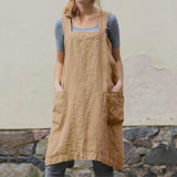 Maxbell 2x Soft Linen Apron with Pockets Kitchen Bib Pinny for BBQ Baking Women