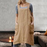 Maxbell 2x Soft Linen Apron with Pockets Kitchen Bib Pinny for BBQ Baking Women