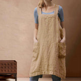 Maxbell 2x Soft Linen Apron with Pockets Kitchen Bib Pinny for BBQ Baking Women