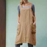 Maxbell 2x Soft Linen Apron with Pockets Kitchen Bib Pinny for BBQ Baking Women