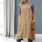 Maxbell 2x Soft Linen Apron with Pockets Kitchen Bib Pinny for BBQ Baking Women