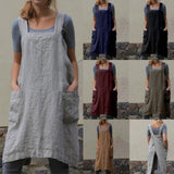 Maxbell 2x Soft Linen Apron with Pockets Kitchen Bib Pinny for BBQ Baking Women