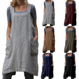 Maxbell 2x Soft Linen Apron with Pockets Kitchen Bib Pinny for BBQ Baking Women
