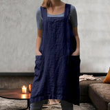 Maxbell 2x Soft Linen Apron with Pockets Kitchen Bib Pinny for BBQ Baking Women