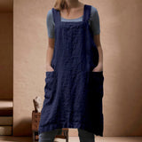 Maxbell 2x Soft Linen Apron with Pockets Kitchen Bib Pinny for BBQ Baking Women