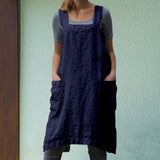 Maxbell 2x Soft Linen Apron with Pockets Kitchen Bib Pinny for BBQ Baking Women
