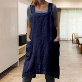 Maxbell 2x Soft Linen Apron with Pockets Kitchen Bib Pinny for BBQ Baking Women