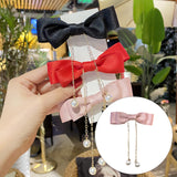 Maxbell Korean Style Bow Tassel Hair Clip Girls Hairpins Kids Baby Accessery Pink