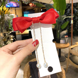 Maxbell Korean Style Bow Tassel Hair Clip Girls Hairpins Kids Baby Accessery Red