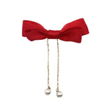 Maxbell Korean Style Bow Tassel Hair Clip Girls Hairpins Kids Baby Accessery Red