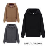 Maxbell 2xWomen Men Hooded Sweatshirt Plain Soft Long Sleeve Loose Pullover Hoodies Black S