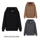 Maxbell 2xWomen Men Hooded Sweatshirt Plain Soft Long Sleeve Loose Pullover Hoodies Black S