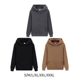 Maxbell 2xWomen Men Hooded Sweatshirt Plain Soft Long Sleeve Loose Pullover Hoodies Black S
