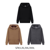 Maxbell 2xWomen Men Hooded Sweatshirt Plain Soft Long Sleeve Loose Pullover Hoodies Black S