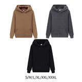 Maxbell 2xWomen Men Hooded Sweatshirt Plain Soft Long Sleeve Loose Pullover Hoodies Black S